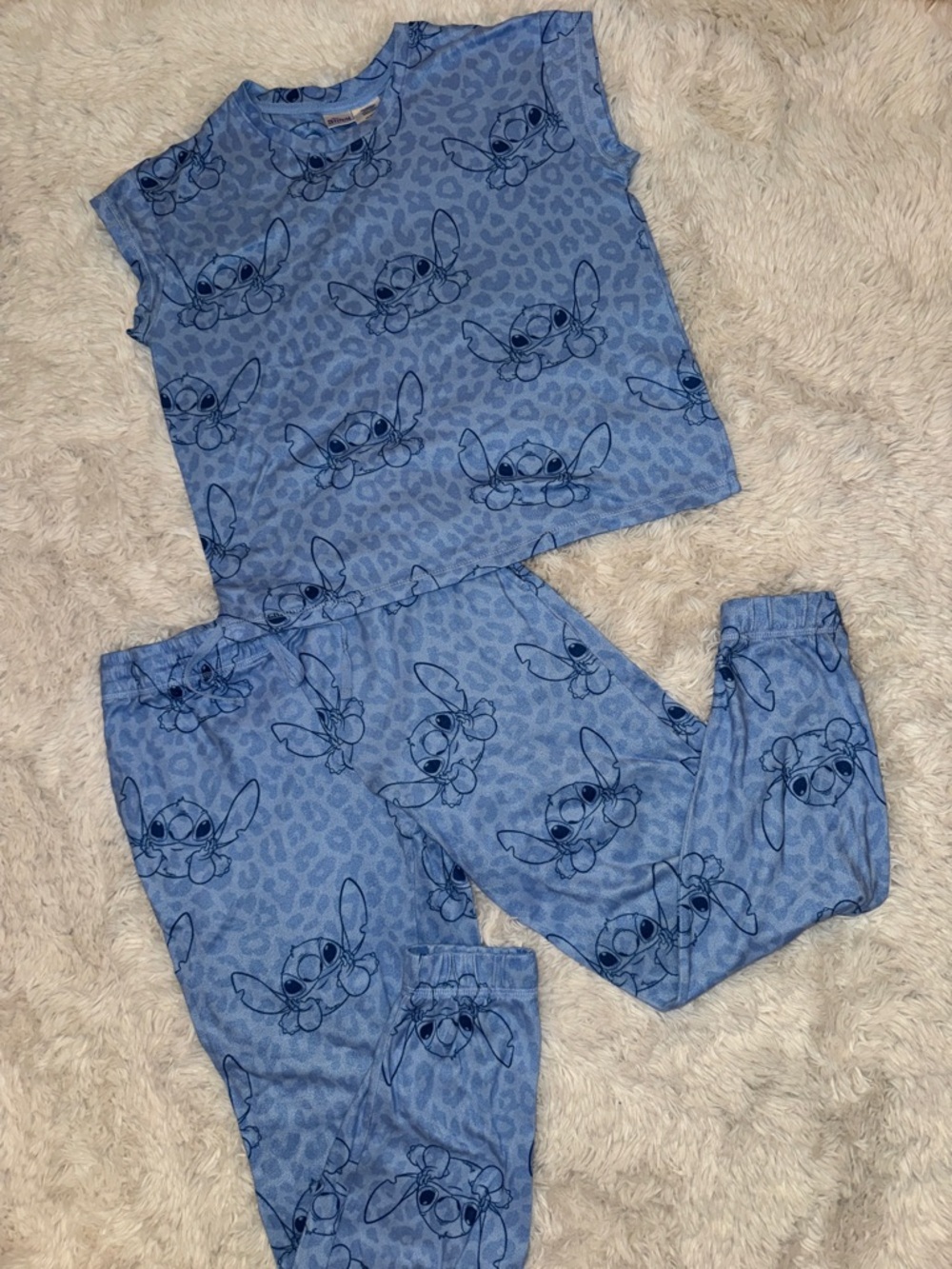 Disney Blue Stitch Leopard Print Pajama Set